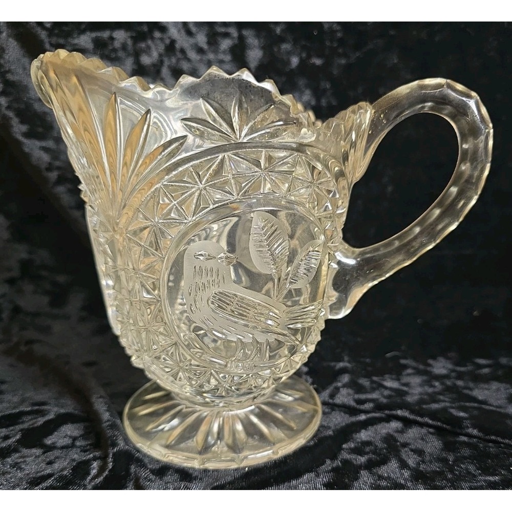 Vintage Footed Crystal Pitcher Hofbauer Byrdes Collection 24% Lead Crystal Birds